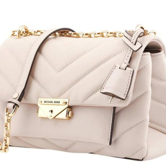 Michael Kors Cece Medium Quilted Leather Convertible Shoulder Bag in Soft Pink